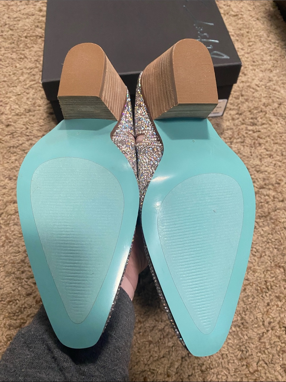 Betsey Johnson Crystal-Covered Iridescent Pointed Ankle Boots - Picture 3 of 5